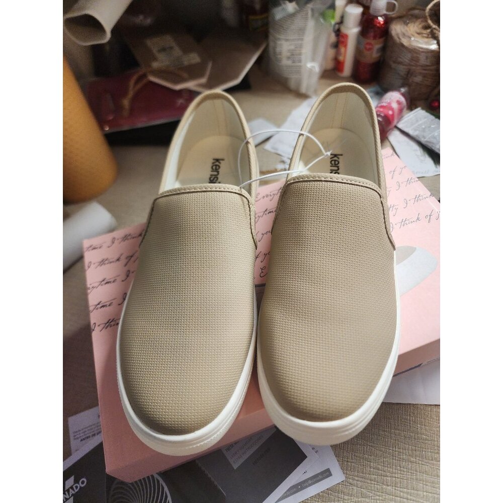 Kensie Stephanie Womens Tan Slip-On Sneakers - Comfort Casual Shoes 7.5